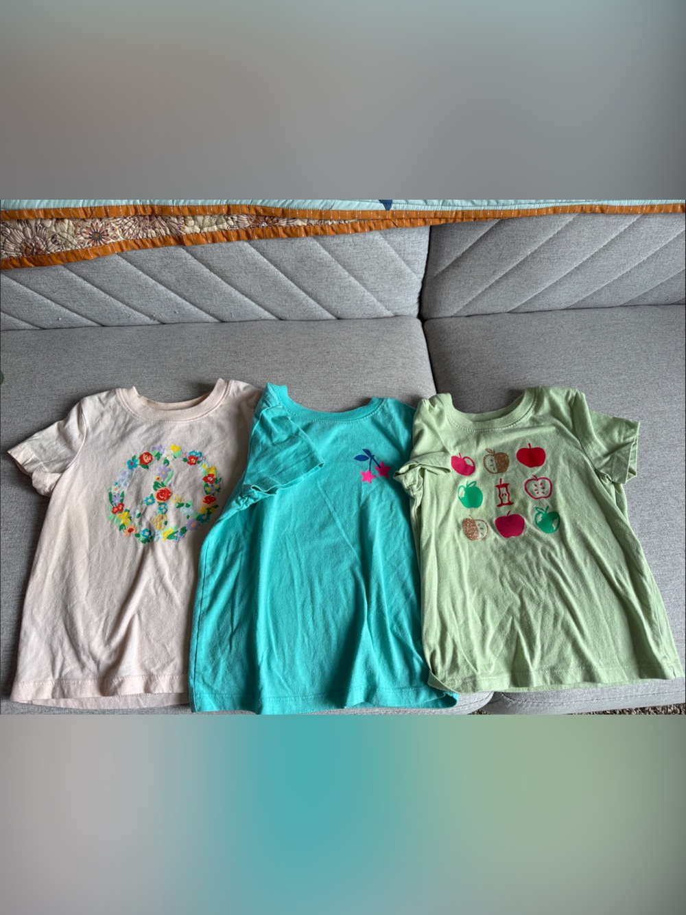 Cat & Jack Girls' Short Sleeve Tees Bundle - Pink, Teal & Light Green - 18M